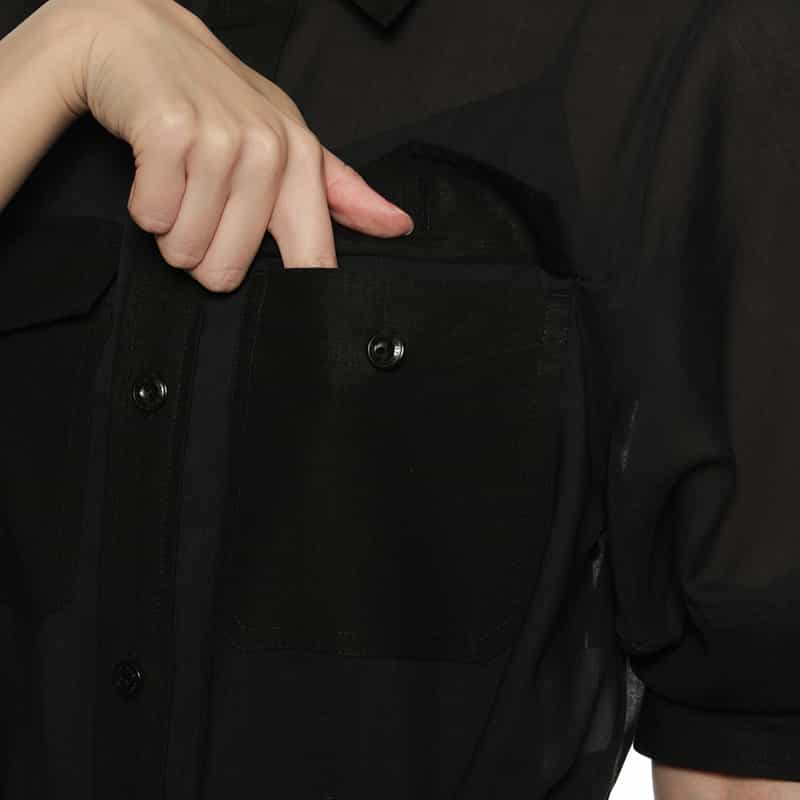 HYKE シアーツイル シャツドレス BLACK