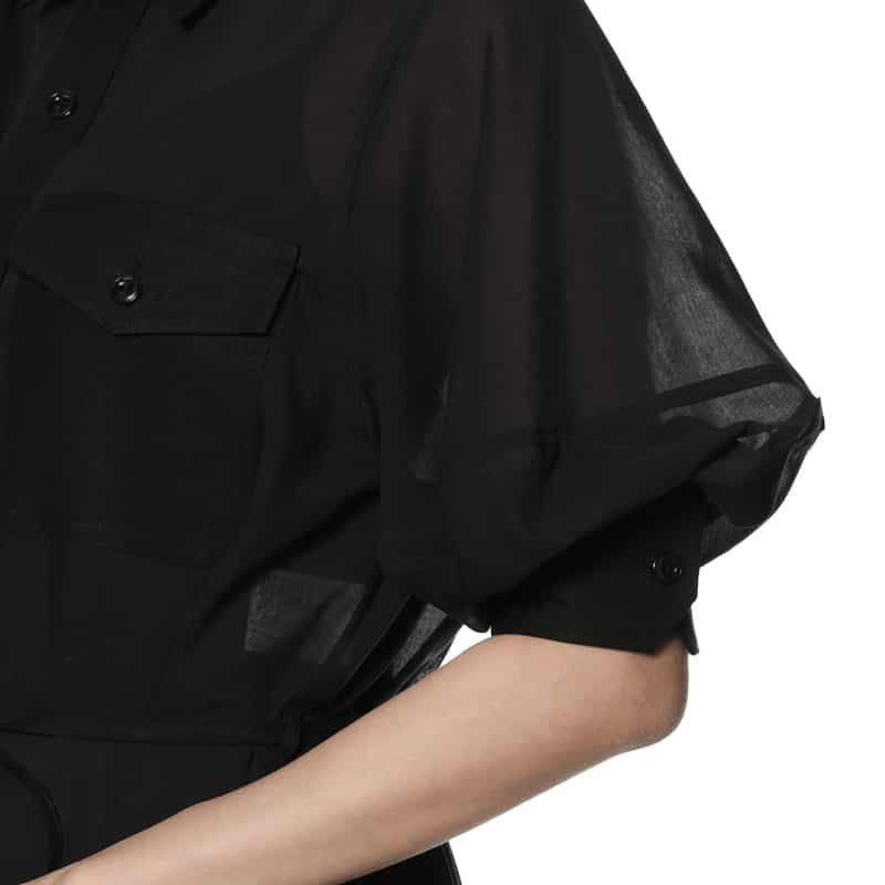 HYKE シアーツイル シャツドレス BLACK
