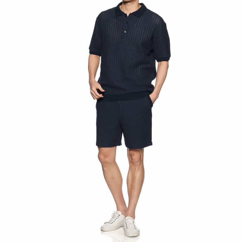 SEA GREEN SEA GREEN＜シーグリーン＞バーニーズ　ニューヨーク限定ラッセルニット ドローコード付きイージーショーツ NAVY