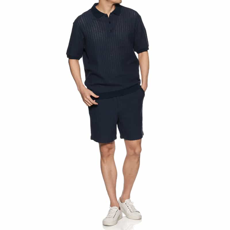 SEA GREEN SEA GREEN＜シーグリーン＞ラッセルニット ポロシャツ NAVY