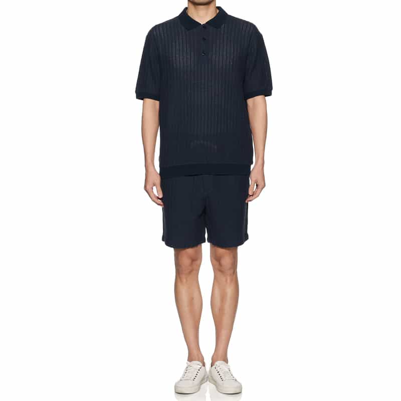 SEA GREEN SEA GREEN＜シーグリーン＞ラッセルニット ポロシャツ NAVY