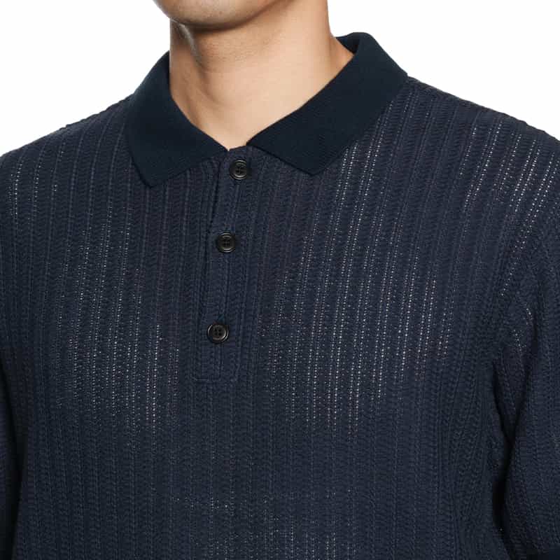 SEA GREEN SEA GREEN＜シーグリーン＞ラッセルニット ポロシャツ NAVY