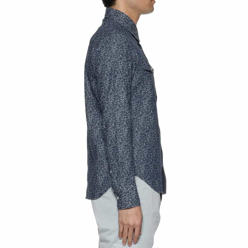 BARNEYS NEW YORK フラワープリント ウエスタンシャツ LT BLUE
