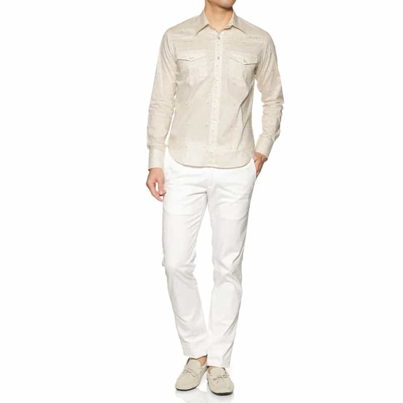 BARNEYS NEW YORK リバティプリント ウエスタンシャツ WHITE