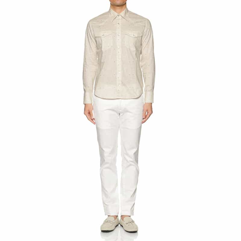 BARNEYS NEW YORK リバティプリント ウエスタンシャツ WHITE