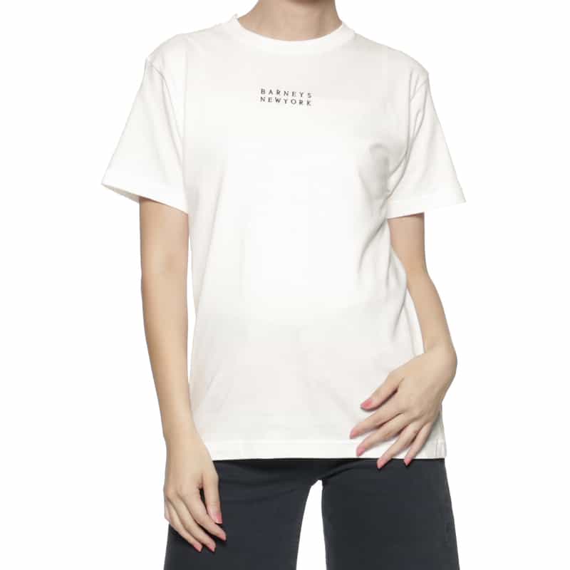 BARNEYS NEW YORK ロゴ刺繍入りTシャツ WHITE
