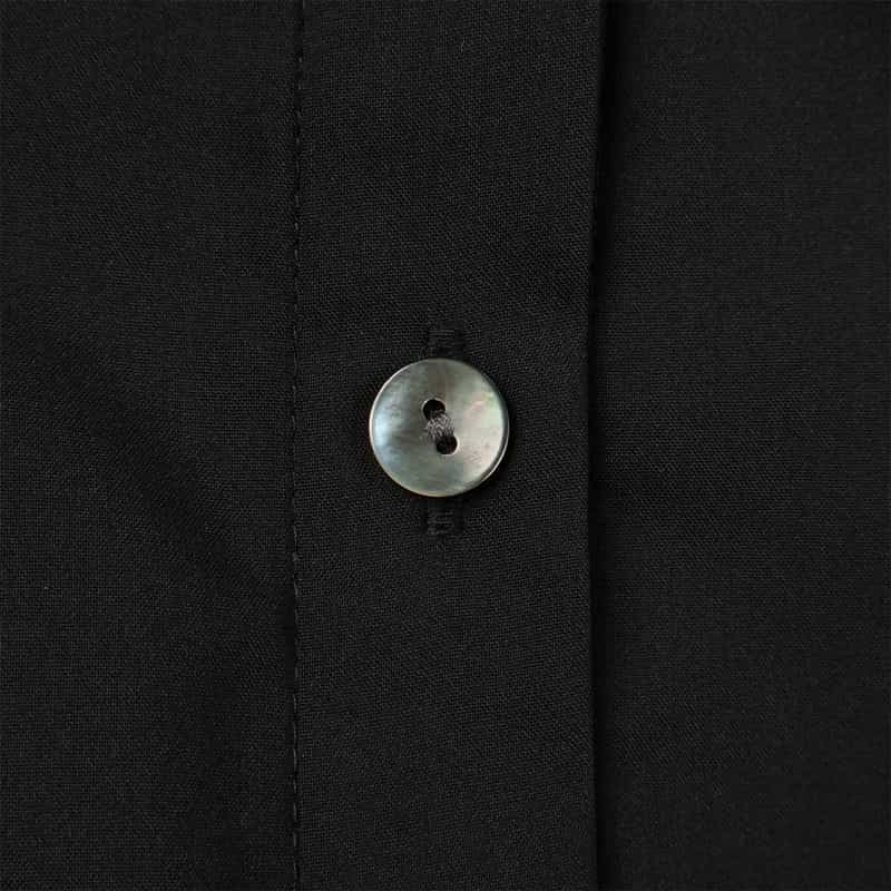 BARNEYS NEW YORK ウォッシャブル タック入りパールボタンブラウス BLACK