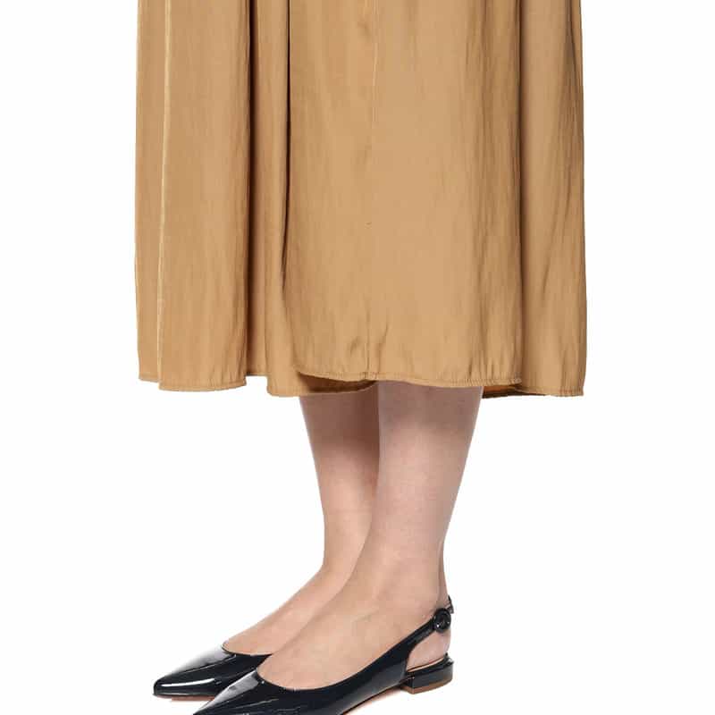 BARNEYS NEW YORK ウォッシャブル ベルト付きギャザードレス CAMEL