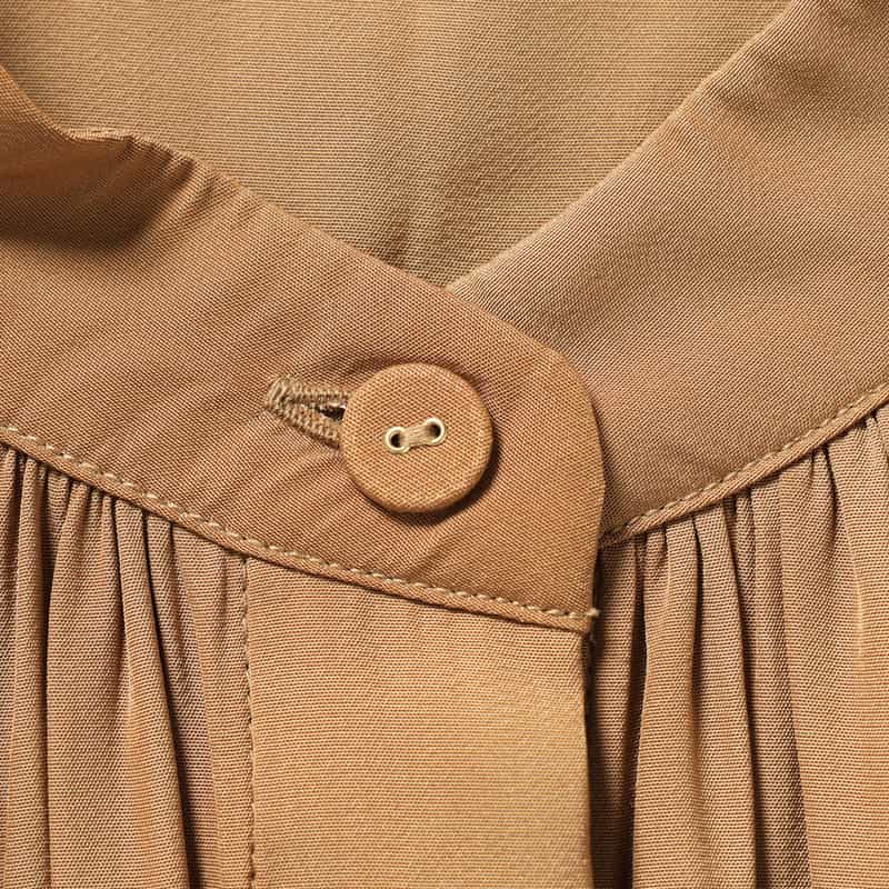 BARNEYS NEW YORK ウォッシャブル ベルト付きギャザードレス CAMEL