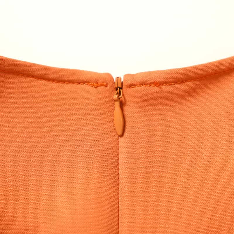 BARNEYS NEW YORK ウォッシャブル デザインスリーブ ウエストタック ドレス ORANGE