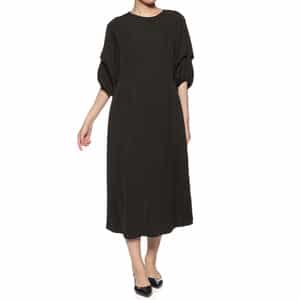 ウォッシャブル デザインスリーブ ウエストタック ドレス