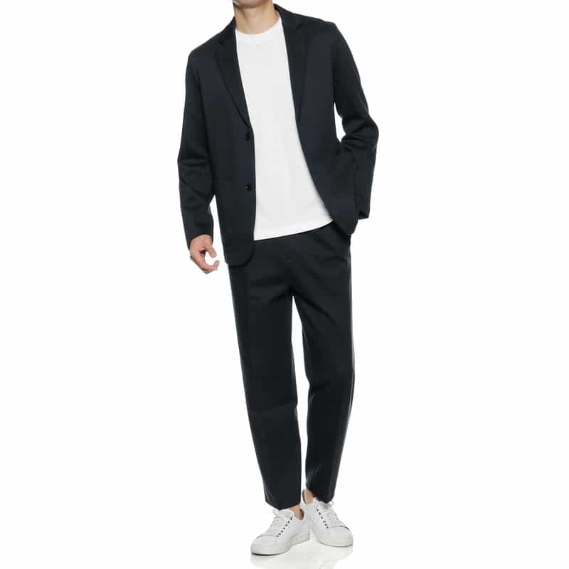 THREE DOTS セットアップ ドローコード付きコットンパンツ NAVY