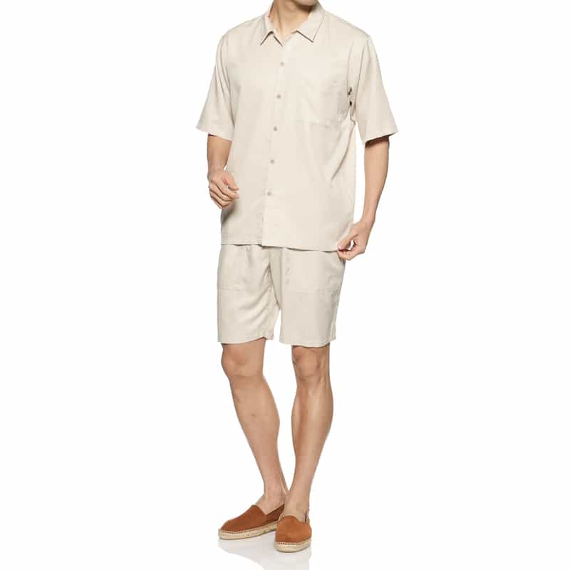 BARNEYS NEW YORK セットアップウォッシャブルオープンカラーシャツ IVORY