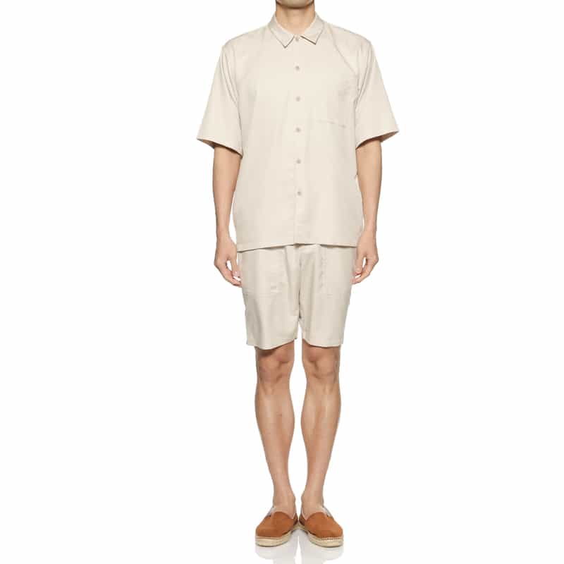 BARNEYS NEW YORK セットアップウォッシャブルオープンカラーシャツ IVORY