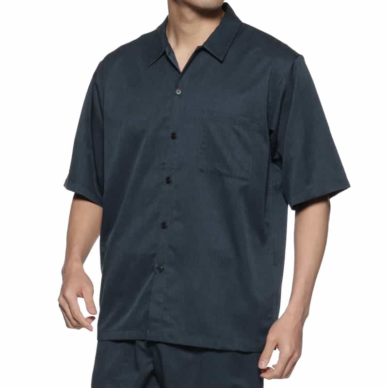 BARNEYS NEW YORK セットアップウォッシャブルオープンカラーシャツ NAVY