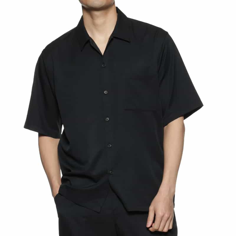 BARNEYS NEW YORK セットアップウォッシャブルオープンカラーシャツ BLACK