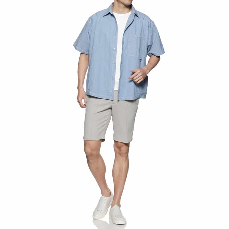 BARNEYS NEW YORK ダンガリー素材ワークシャツ BLUE