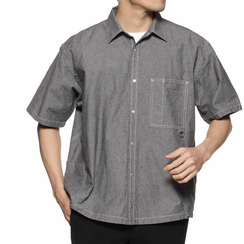 BARNEYS NEW YORK ダンガリー素材ワークシャツ BLACK