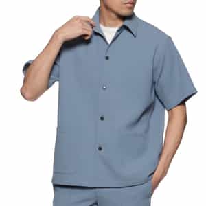 セットアップ ワッフル素材ストレッチシャツ