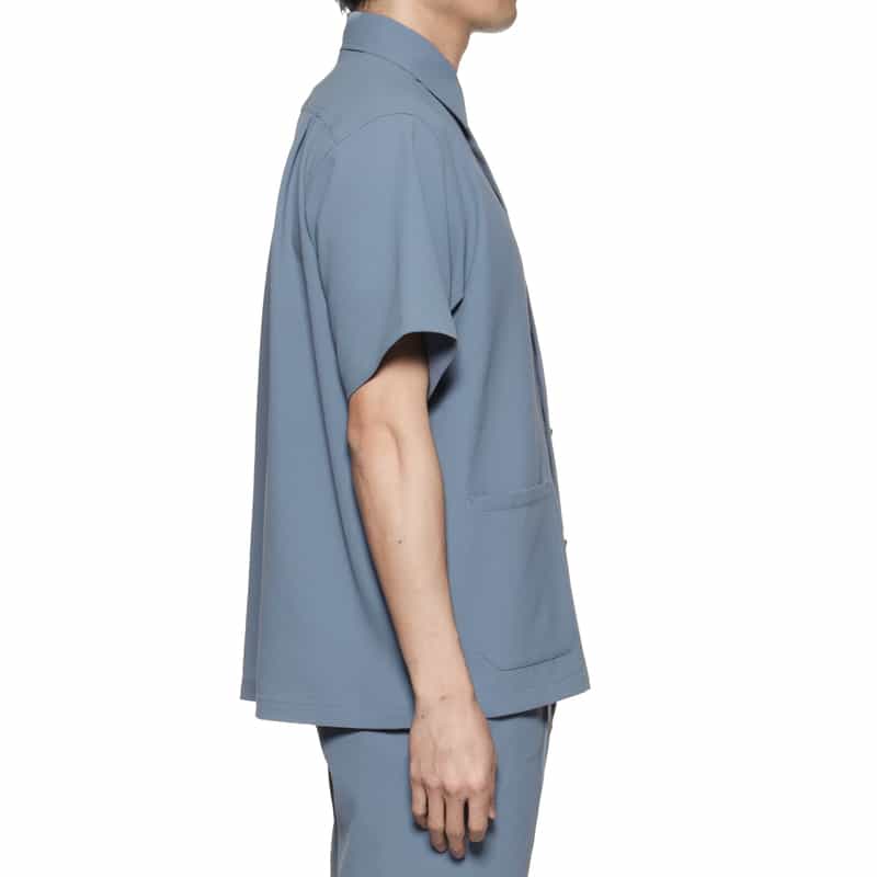 BARNEYS NEW YORK セットアップ ワッフル素材ストレッチシャツ BLUE