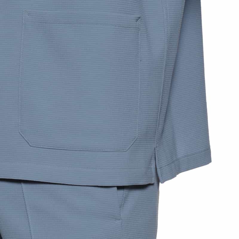 BARNEYS NEW YORK セットアップ ワッフル素材ストレッチシャツ BLUE