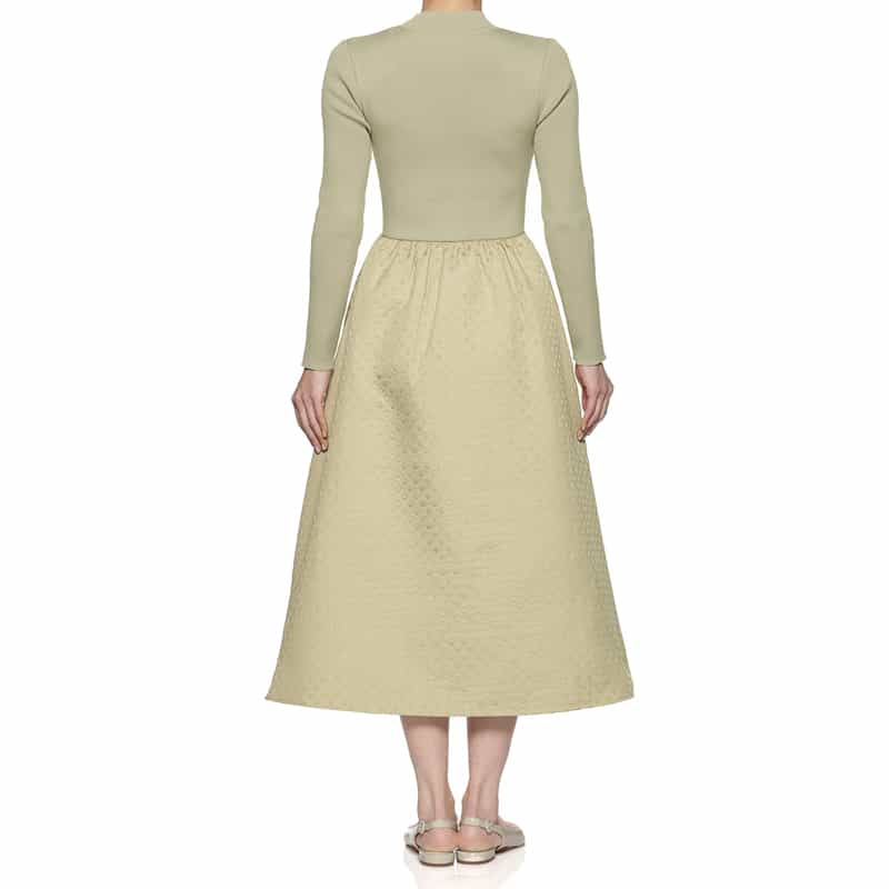 BARNEYS NEW YORK ドット柄切り替えドレス BEIGE