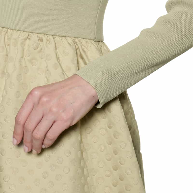 BARNEYS NEW YORK ドット柄切り替えドレス BEIGE