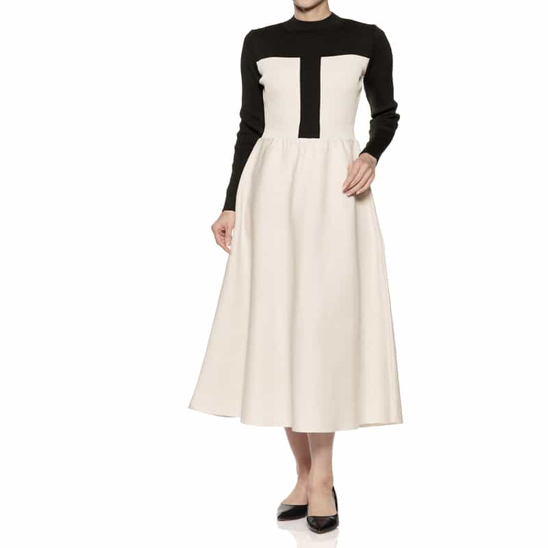 BARNEYS NEW YORK ウォッシャブル 切り替えドレス BEIGE