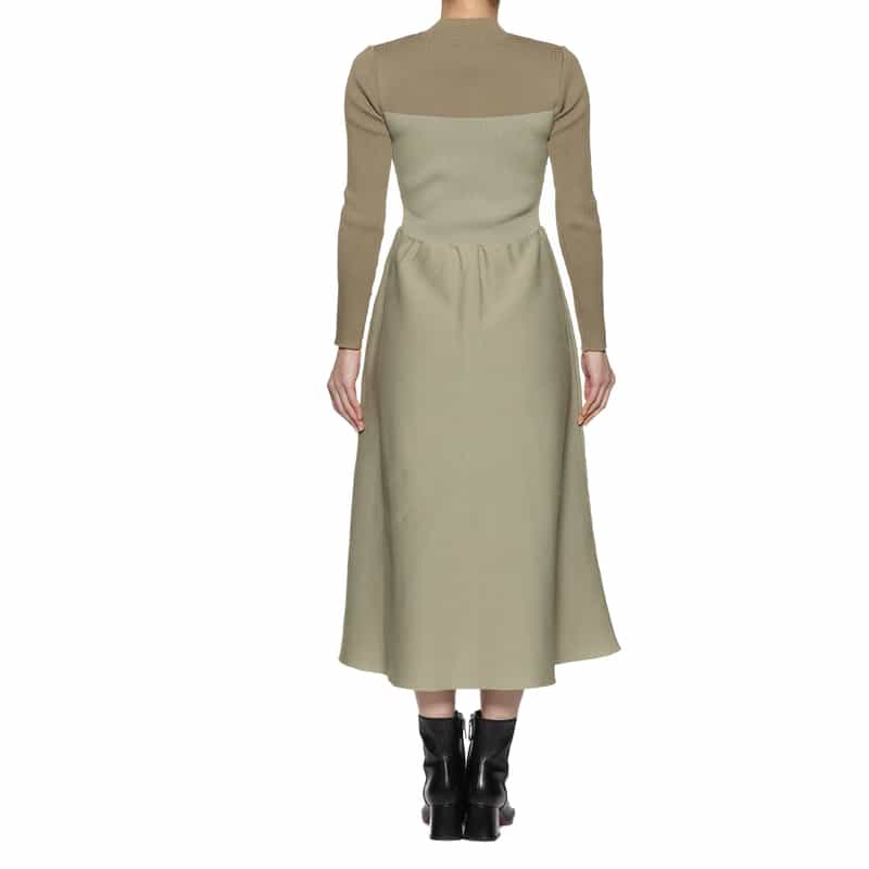 BARNEYS NEW YORK ウォッシャブル 切り替えドレス KHAKI