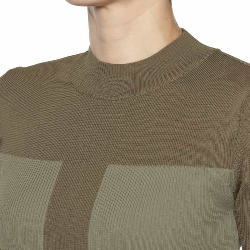 BARNEYS NEW YORK ウォッシャブル 切り替えドレス KHAKI