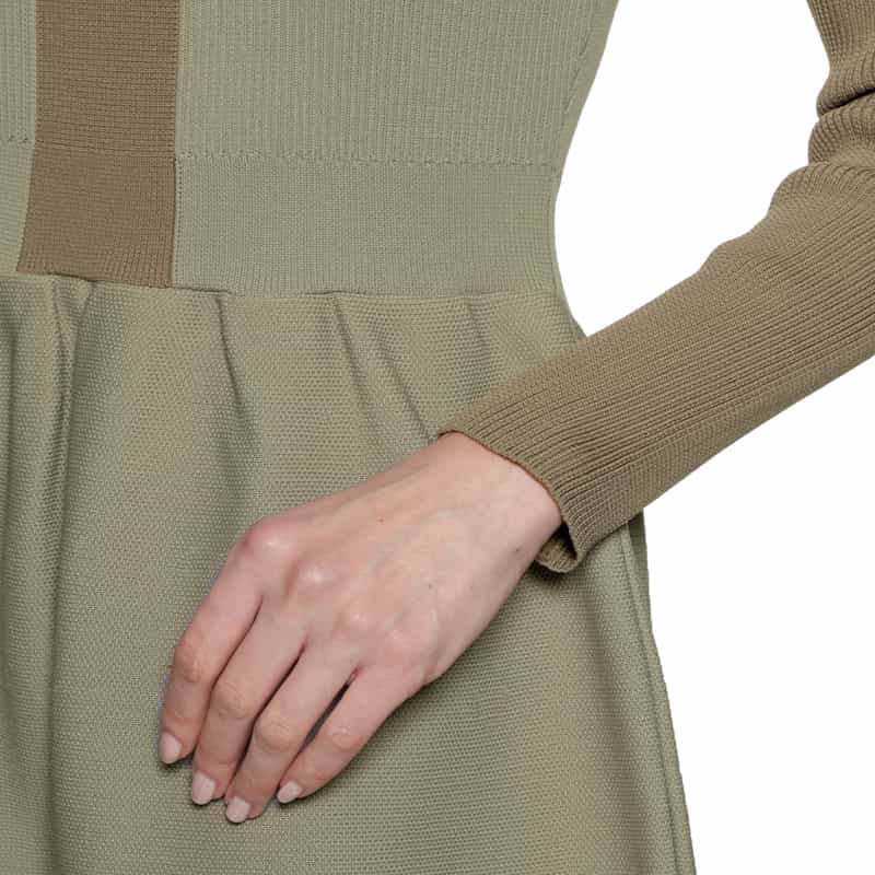 BARNEYS NEW YORK ウォッシャブル 切り替えドレス KHAKI