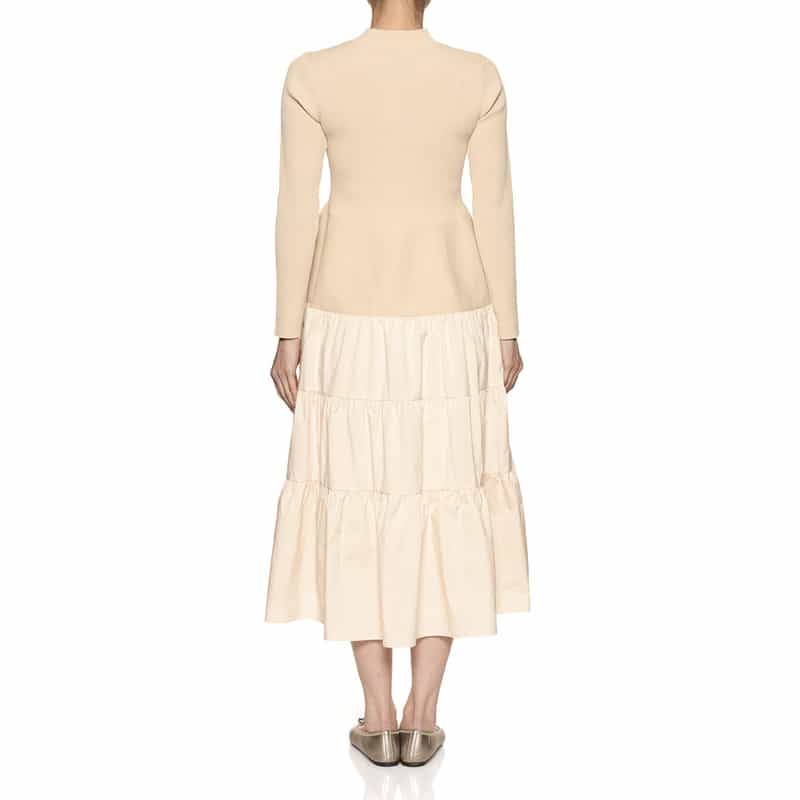 BARNEYS NEW YORK ウォッシャブル コンビネーション ティアードドレス BEIGE