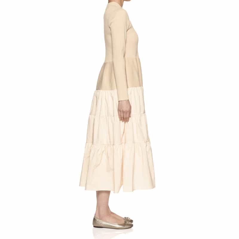 BARNEYS NEW YORK ウォッシャブル コンビネーション ティアードドレス BEIGE