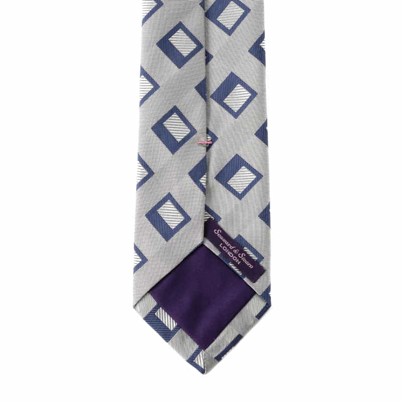 SEAWARD＆STEARN ランダムスクエア柄タイ LIGHT GRAY