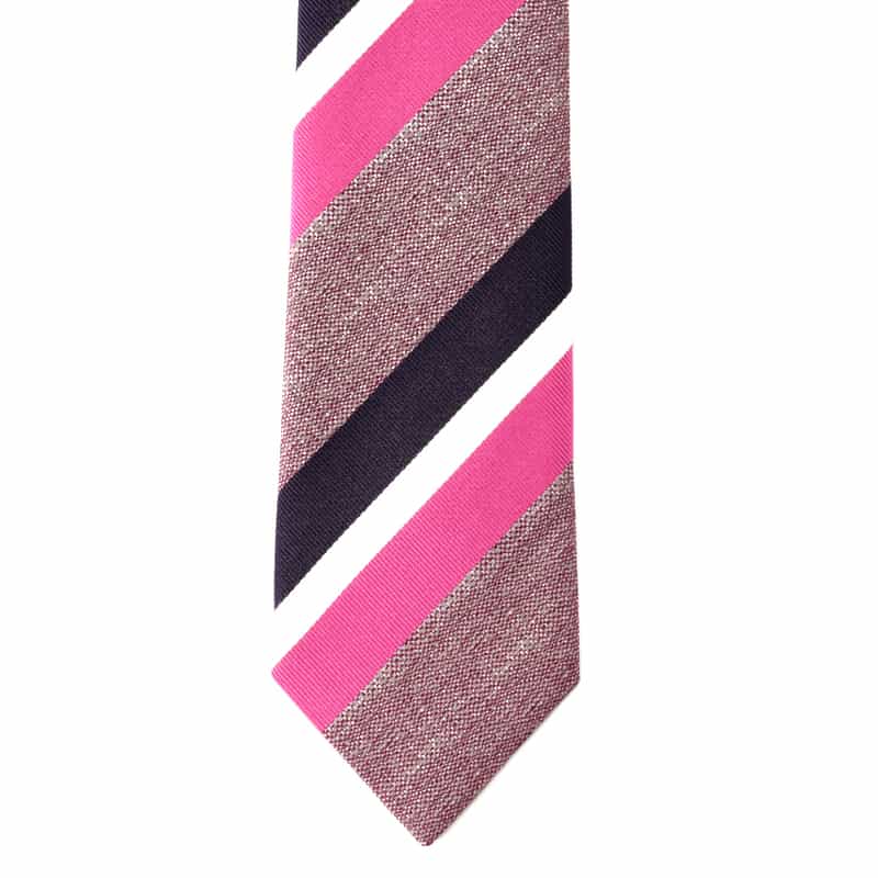 SEAWARD＆STEARN ワイドストライプ柄タイ PINK