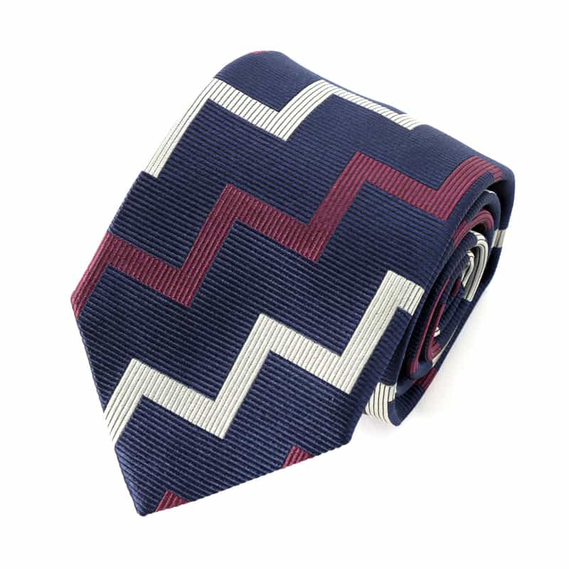 SEAWARD＆STEARN パターン柄タイ NAVY