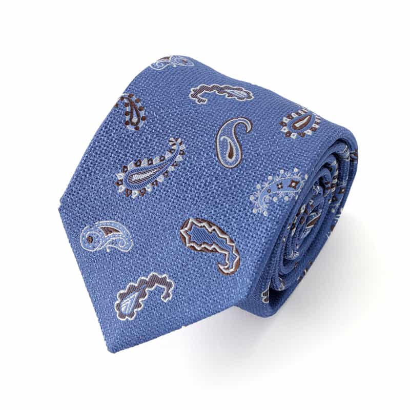 SEAWARD＆STEARN ペイズリー柄タイ BLUE