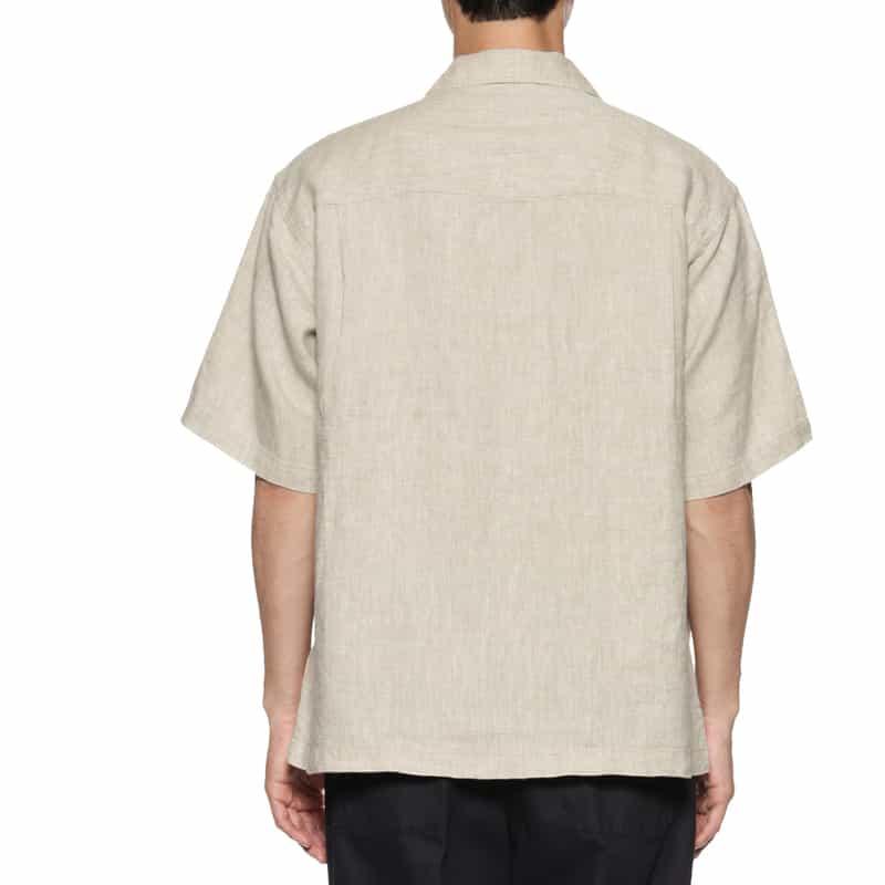 BARNEYS NEW YORK リネン素材ハーフスリーブ オープンカラーシャツ LT GRAY