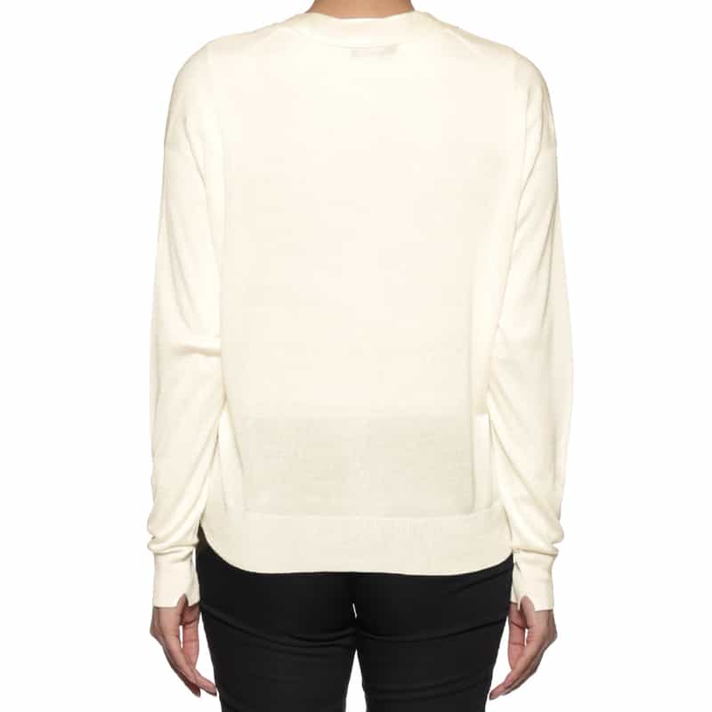 BARNEYS NEW YORK ウォッシャブル シルク Vネックニットカーディガン WHITE