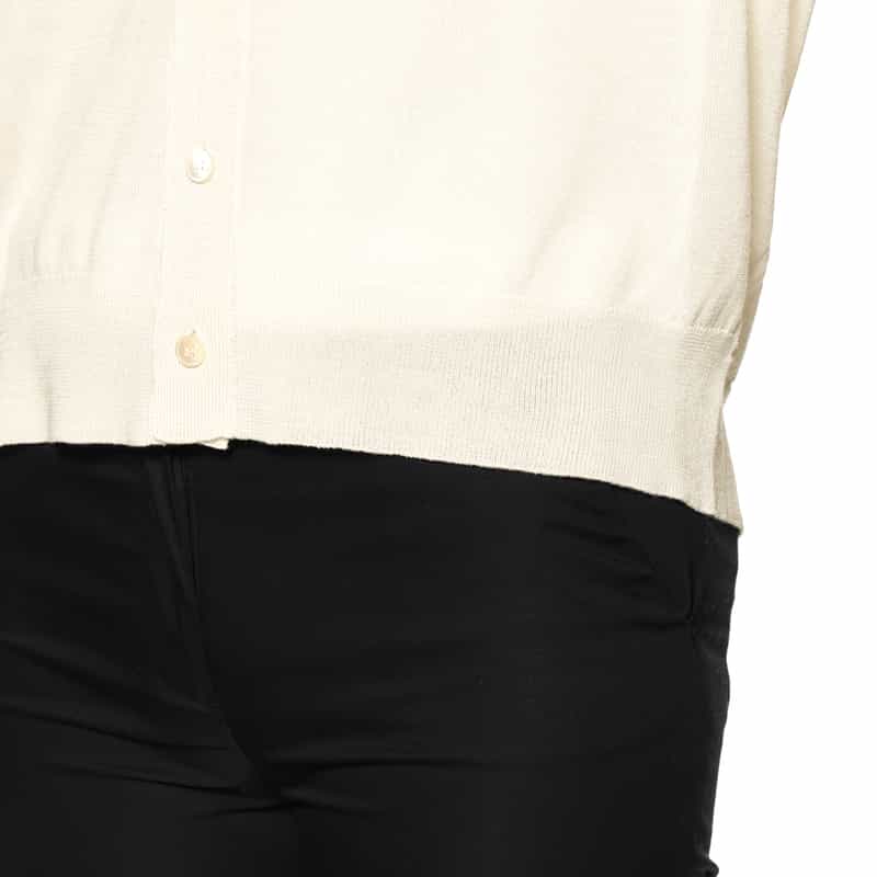 BARNEYS NEW YORK ウォッシャブル シルク Vネックニットカーディガン WHITE