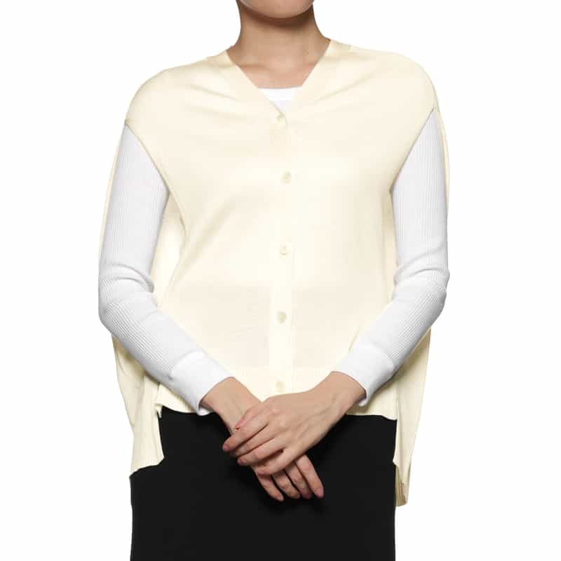 BARNEYS NEW YORK ウォッシャブル シルク アシンメトリーニットベスト WHITE