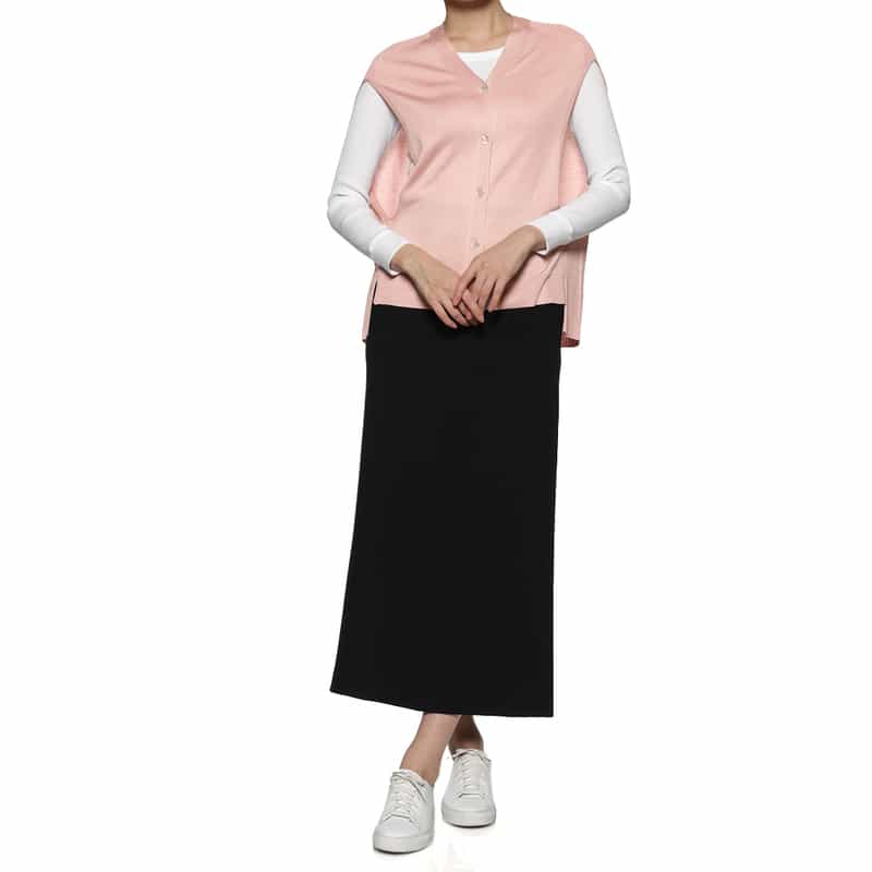 BARNEYS NEW YORK ウォッシャブル シルク アシンメトリーニットベスト PINK