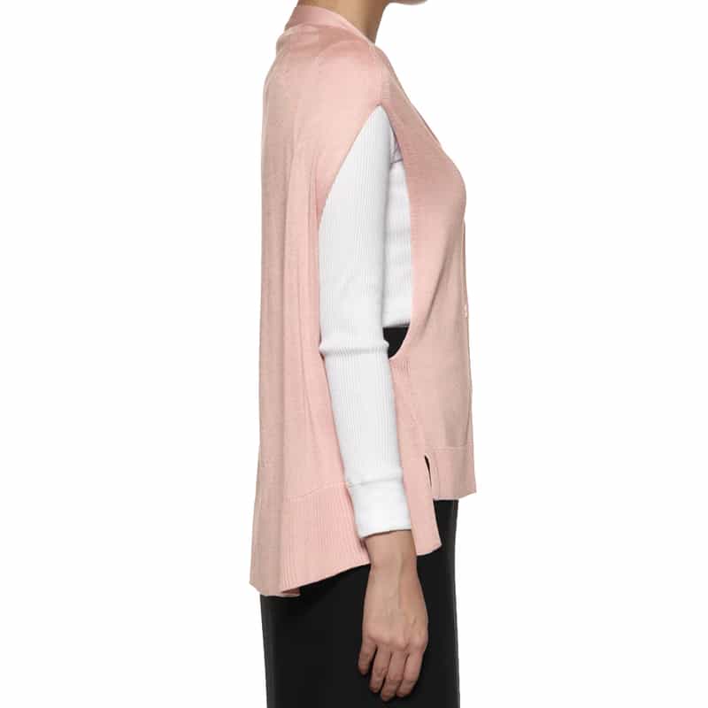 BARNEYS NEW YORK ウォッシャブル シルク アシンメトリーニットベスト PINK