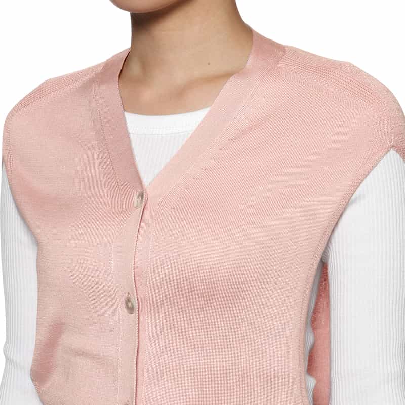 BARNEYS NEW YORK ウォッシャブル シルク アシンメトリーニットベスト PINK