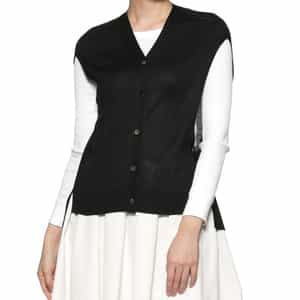 ウォッシャブル シルク アシンメトリーニットベスト