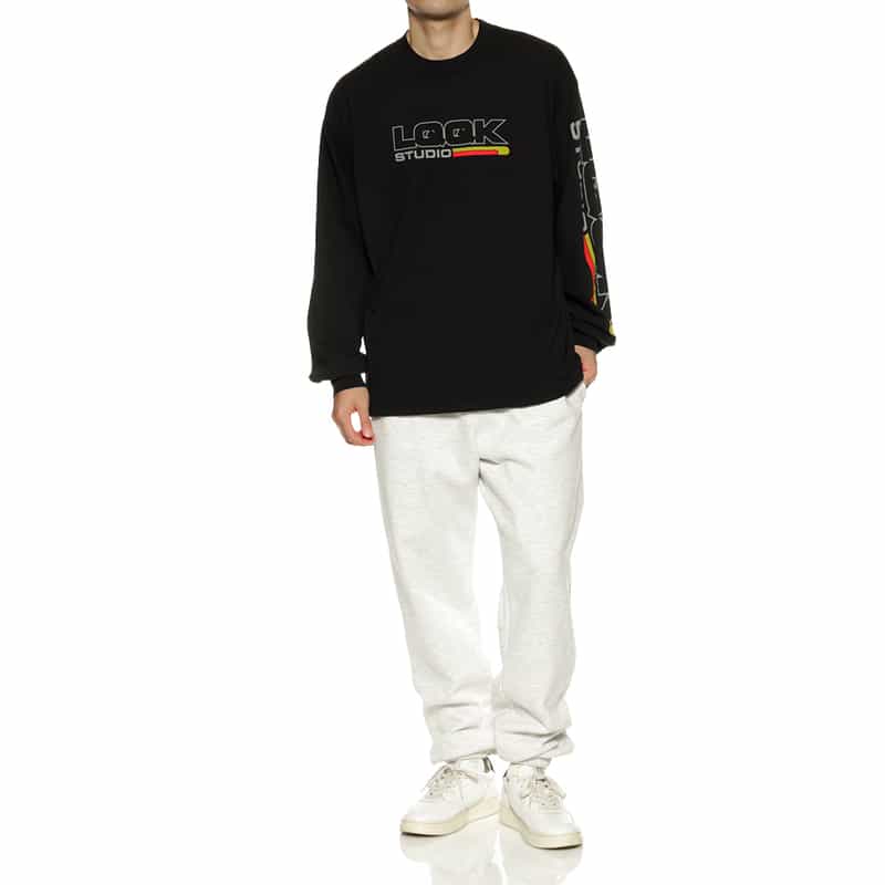 LQQK STUDIO LQQK STUDIO＜ルックスタジオ＞ ロゴ入りロングスリーブカットソー BLACK