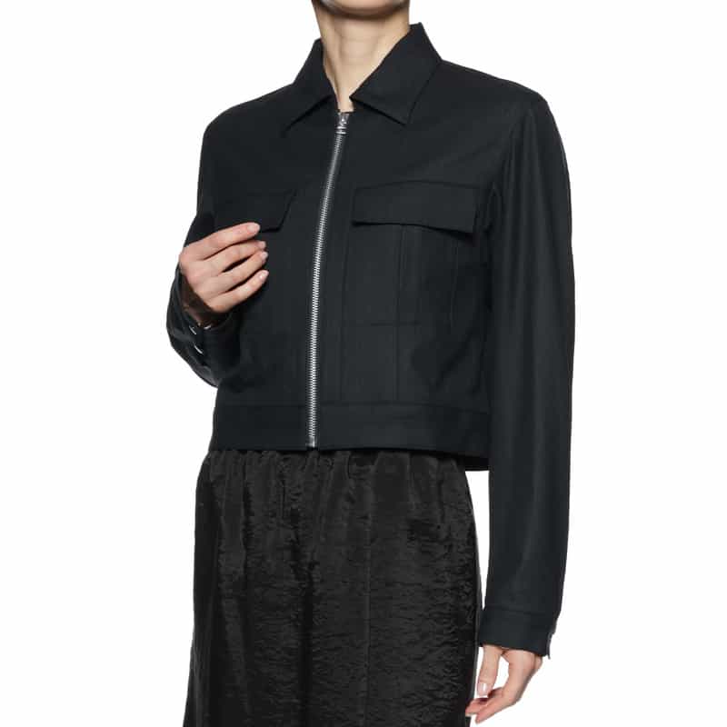 BARNEYS NEW YORK フロントジップアップ ショート丈ジャケット NAVY