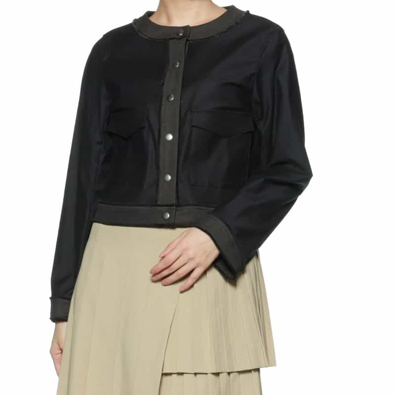 BARNEYS NEW YORK コンビネーション デニムパイピングジャケット BLACK