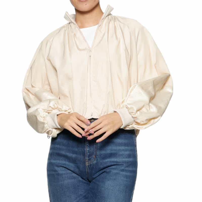 BARNEYS NEW YORK ウォッシャブル コンビネーション バルーンスリーブブルゾン BEIGE