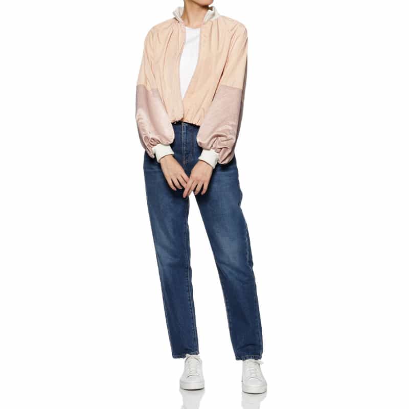 BARNEYS NEW YORK ウォッシャブル コンビネーション バルーンスリーブブルゾン PINK